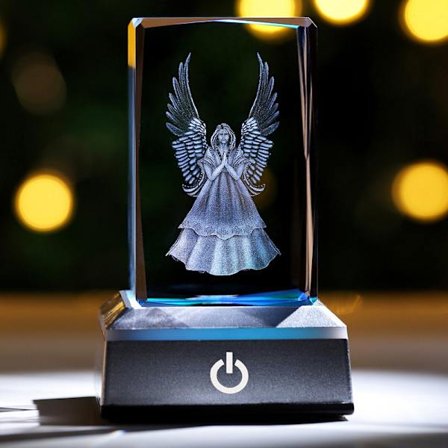 3D Krystalindgraverede Engelfigurer Pynt Engel Husopvarmningsgaver til Venner Glasengel Dekoration med LED Stativ Graduation Gaver