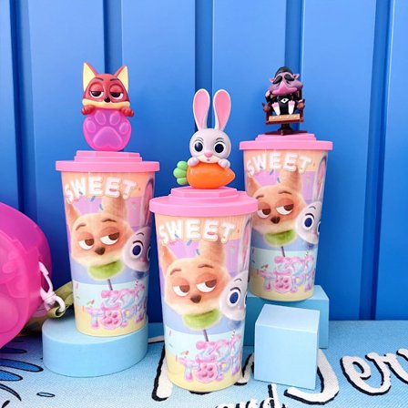 På lager Zootopia Judy Kanin Dukkeformet Kop, Vandglas, Nick Stilfuld Trendy Sugerør Kop Varmebestandig Op Til 50°C