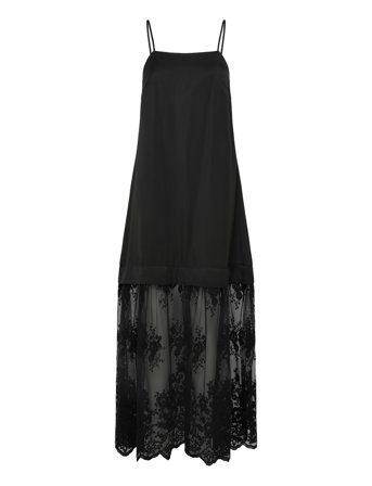 ROUGE EDIT Rouviolet S/L Maxi Dress/Pf - Black - 42