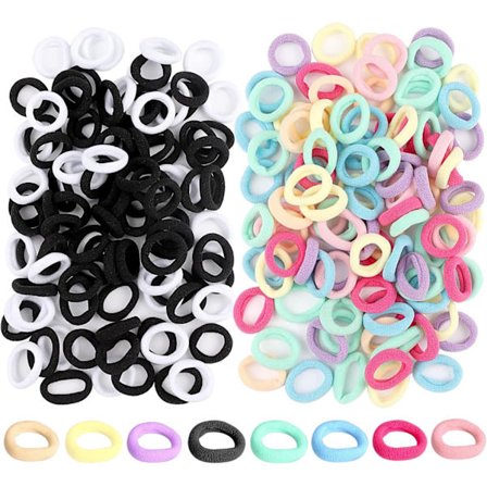 200 stk. Hårstrikker i godterifarger, Små Elastiske Hårstrikker Hårstrikk Strikk Sterke Hårbånd Fargerike Sømløse for Jenter Barn