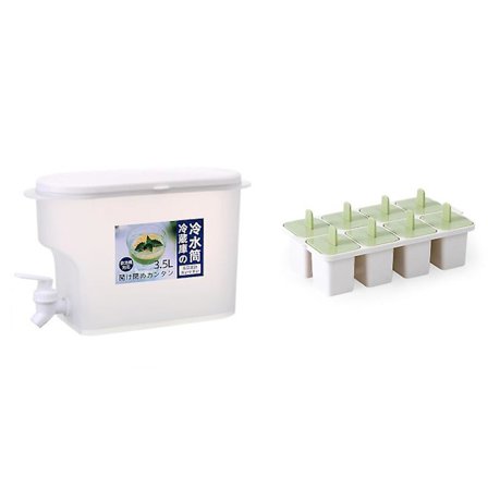 3,5 l kallvattenkanna, kylskåp med kran, hushållslemonadflaska, hink, isjuice