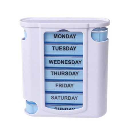 7 dagar medicin piller fodral bärbar oberoende plast 7 lager låda medicinlåda blå vit