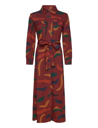 Brushstrokes Printed Flared Long Dress Maksimekko Juhlamekko Brown Bobo Choses