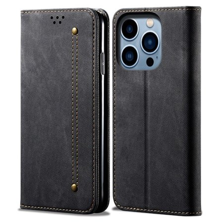 SKALO iPhone 16 Pro Max Jeans Plånboksfodral - Svart