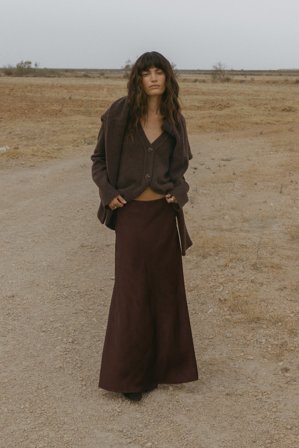 Premium Selection Cardigan oversize en maille de laine - Qualité premium - Marron - XS