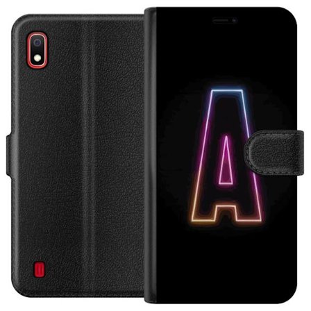 Yhteensopiva Lompakkokotelo Samsung Samsung Galaxy A10 Minimalistinen neonkirjain A sateenkaarenvärisessä valossa mustaa taustaa vasten modernissa t