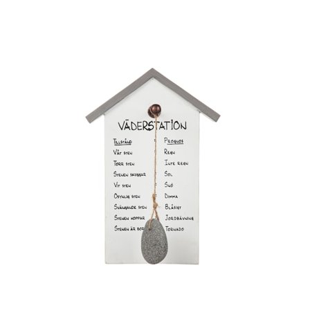 Tavla trä “Väderstation” med sten vit 15x25 cm