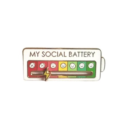 Uusi päivitys Social Battery Pin - My Social Battery Creative rintaneula, hauska emalillinen tunnepinta 7 päivää viikossa
