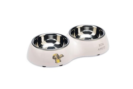 Binky Dobbel Valpeskål, Rosa - 160ml