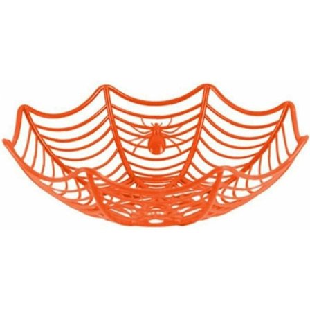 Halloween Spindelväv Korg Skål för Magi eller Godis Hållare Skål Fruktskål för Halloween Festtillbehör Orange