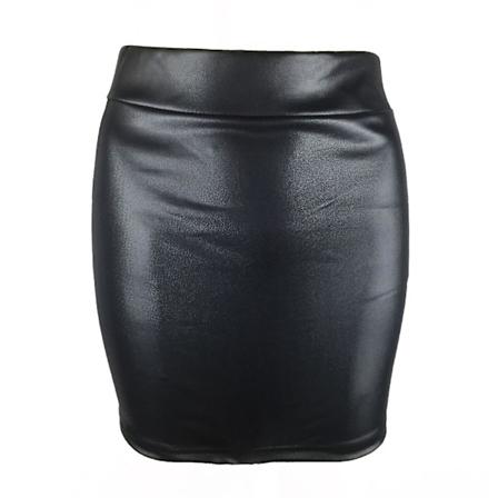 Naisten minikokoinen hame, yksivärinen, korkeavyötäröinen, slim fit, skinny, matta keinonahkainen, mukava työmatka-asu, vartalonmyötäinen hame, 