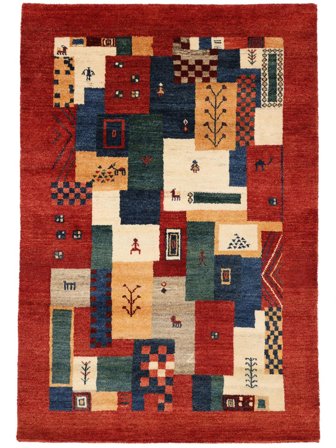 122X180 Tapis Gabbeh Loribaft Moderne Rouge Foncé/Noir (Laine, Inde) Carpetvista