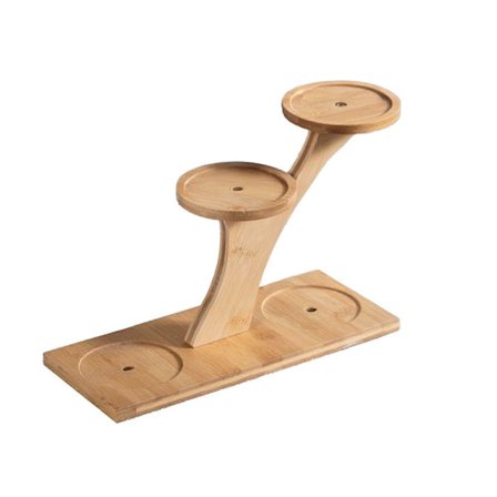 Plantestativ i tre med 3 nivåer, rustikk plantekasseholder med 3 nivåer, dekorativt bordstativ for potteplanter og små figurer