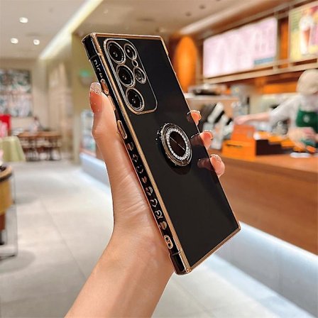 Love Heart Plating Case Kompatibel Med Samsung Galaxy S23 Ultra, Myk Tpu Støtsikker Deksel Med Ring Kickstand