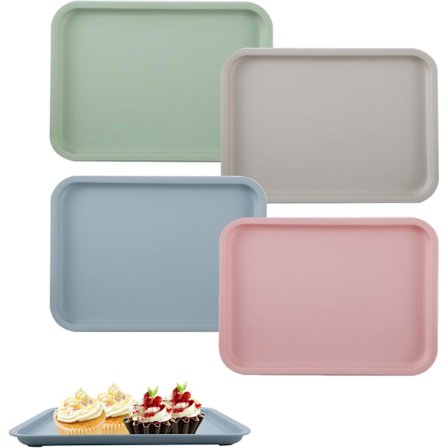 Serveringsbrett (4 stk) - Små rektangulære te- og matbrett for kjøkken og kafé