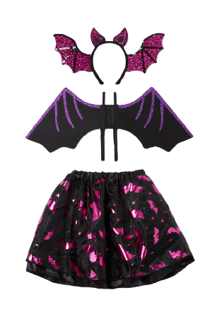 Å KIDS Maskeraddräkt BELLA BAT Utklädnad Svart ONESIZE