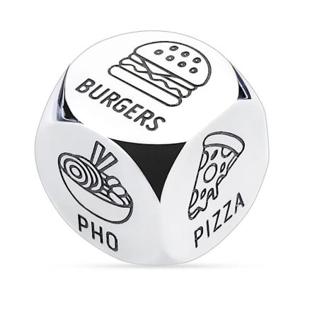 Kreativ madbeslutningsterning i rustfrit stål - Take Out Ideas Dice - Julegave til Valentinsdag - Date Night-gaver til par