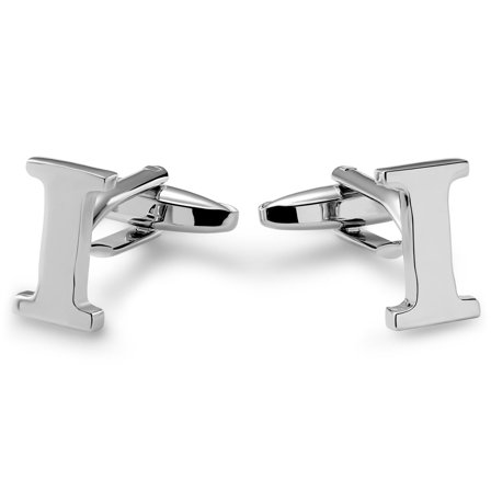 Silver-tone Initial I Cufflinks for Men