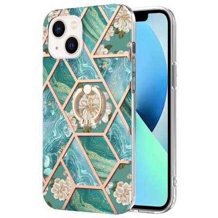 Marble design iPhone 14 Plus cover - Blå Blomster