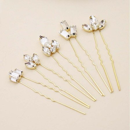 Pearl Hårklemme Diamant hodeplagg GULL 5 STK 5 STK