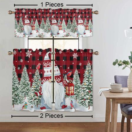 1/2 St Printed Pläd Blackout Valance Xmas Short Panel