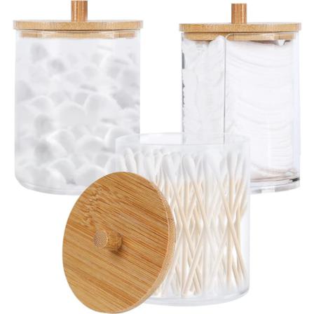 3 St Bambu Täckt Akryl Förvaringsbox