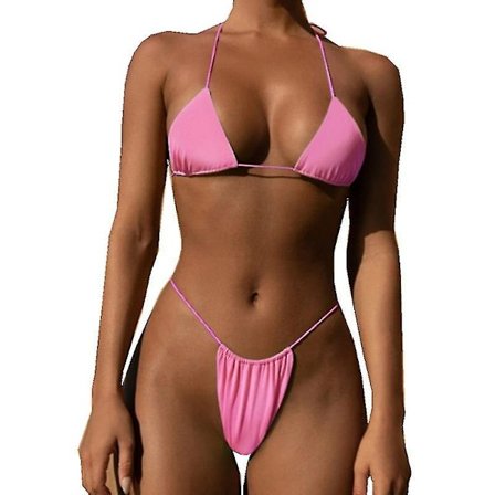 Women Two Piece Swimsuit Sexy Swimwear Halter String Triangle Bikini S