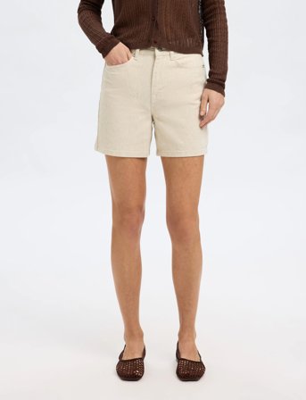 Selected Slfuna-Krista Hw Denim Shorts - Cream - 36