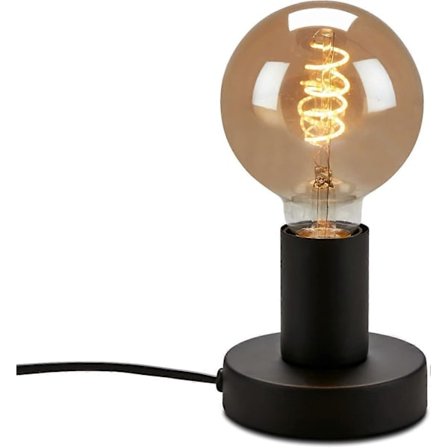 Bordlampe - Nattbordslampe - Design og funksjonell - 1 x E27 maks. 10 W med kabelbryter Svart 100 x 90 mm