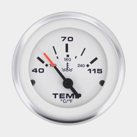 Vattentemperaturmätare Veethree Lido, imfri, Ø52 mm, 12 V, D, 240 Ω vid 40°C, silver/vit, 40 - 120 °C