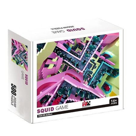 Barneleke Rent Hvitt Kort Med 500 Brikker Tykt, Squid Game Med Samme Puslespill