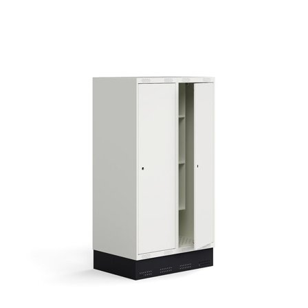 Elevskap ROZ, 2 seksjoner, inkl. sokkel, H1510 B800 D550 mm, hvit