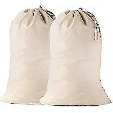 2 st Extra Stora Tvättsäckar i Bomull, Kraftiga Stora Tvättsäckar 61 x 91 cm XL Dragsko Reseorganisatör Passar Tvättkorg Camping Hem