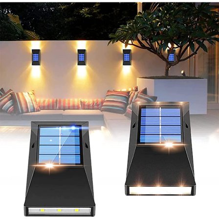 Solcellslampor för staket, 4-pack solcellslampor för utomhusstaket, solcellslampor för utomhusbruk för uteplats, staket, trädgård, garage, trappa, 