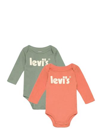 Levi's Poster Logo Long Sleeve Bodysuit 2-Pack Patterned Levi's