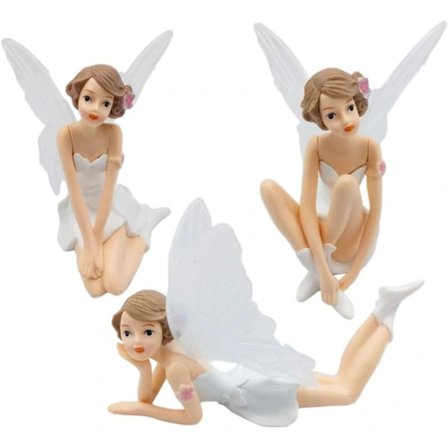 Tinkerbell-figurer til dekoration, bord, bil, kage, kontor, hjem, 3-pak