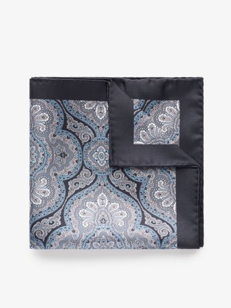 John Henric Men's Black Paisley Pocket Square Size Onesize