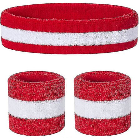 Svettebåndsett for barn - pannebånd og håndleddsbånd i atletisk bomull for sport