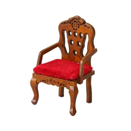 Realistisk Vintage Stol Realistisk Fåtölj Låtsaslek för Barn Rollek Stol Modell Leksak 1:12 Dockhus valnötsfärg