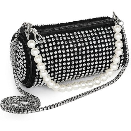 West Crystal Rhinestone Crossbody Bags för kvinnor Bling Purse Mini Top Handle Handbag Chain Mesh Clutch för fest