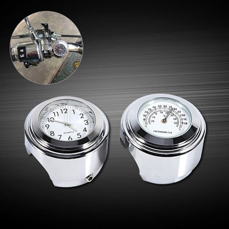 7/8" 1" Motorsykkelstyre Feste Urskive Klokke & Termometer Temp Hvit??_tfrf