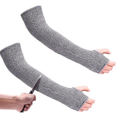 1. Kaksinkertainen viillonkestävä hihasuoja Viillonkestävä ranneke 40 cm Tason 5 suojaus Estää viiltoja ja hiertymiä, suojaa herkkää ihoa.