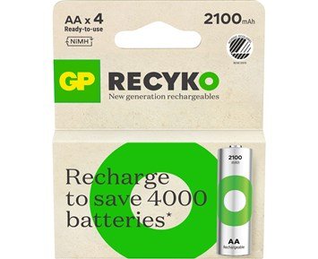 GP ReCyko AA-batteri, 2100 mAh, 4-pack - 4-pack ReCyko AA-batteri, 2100 mAh