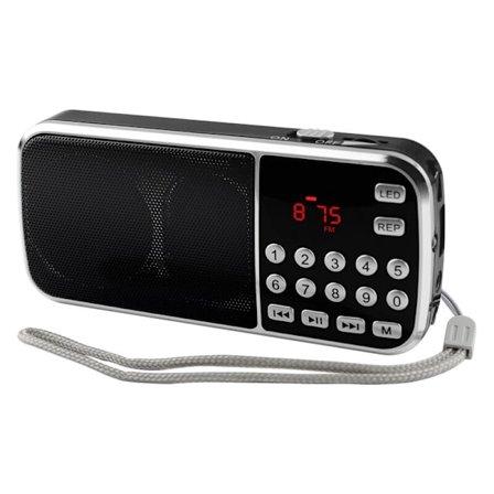 Y-501 Bärbar Radio, 800mAh Radio, Dubbla Högtalare, LED-Fackla, Laddningsbart Batteri, Kompatibel med MP3/AUX/USB/TF (Svart)