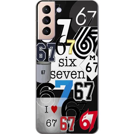 Yhteensopiva Puhelinkuori Samsung Galaxy S21 67 meme kuusi seitsemän trendi kollaasi viraali internet meemi 6-7 graafinen moderni esteettisyys