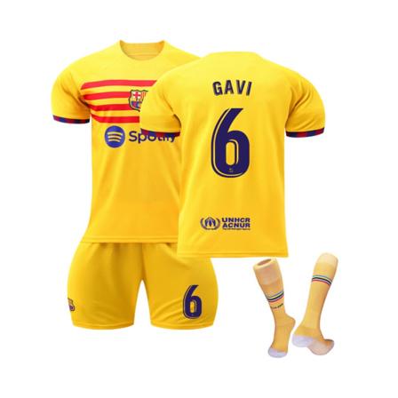 (FC Barcelona 2023 Fjärde tröjan Gavi #6 Fotbollströja för barn, vuxna 28(150-160CM)