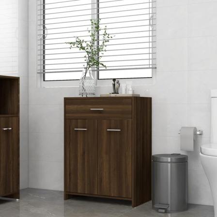 Vidaxl Badrumsskåp Brun Ek 60x33x80 Cm Konstruerat Trä Brun