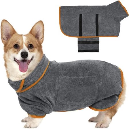 Mikrofiber Badekåpe til Hund - Absorberende Badekåpe til Hund - Badekåpe til Hund - Rygglengde 60 cm - Størrelse L