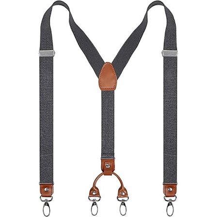 Miesten Y-muotoiset leveät ja kestävät henkselit 4 metallisella klipsillä, säädettävät joustavat hihnat (harmaa)