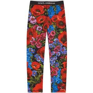 Kids - Dolce & Gabbana Floral Leggings Prato fdo. Nero 10 Years - Bottoms - 10 years - Red